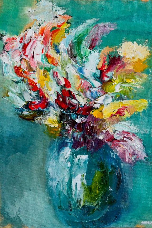 Flowers in a Blue Vase